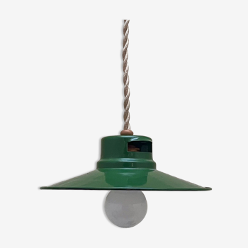 Enamelled industrial hanging lamp