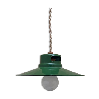 Enamelled industrial hanging lamp