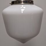 Suspension XL Art déco en opaline blanche, France vers 1920