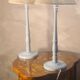 pair of grey-blue lacquered wooden bedside lamps 48x25 compliant with electrical standards