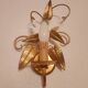 Shabby Wandlampe vergoldet Blattgold Kristallelemente Hollywood Regency 70s