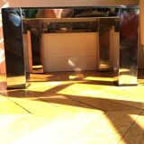 Table basse en méta chromé et verre fumé, années 1980