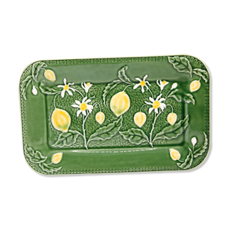 Plat rectangulaire en barbotine aux citrons vintage et made in France