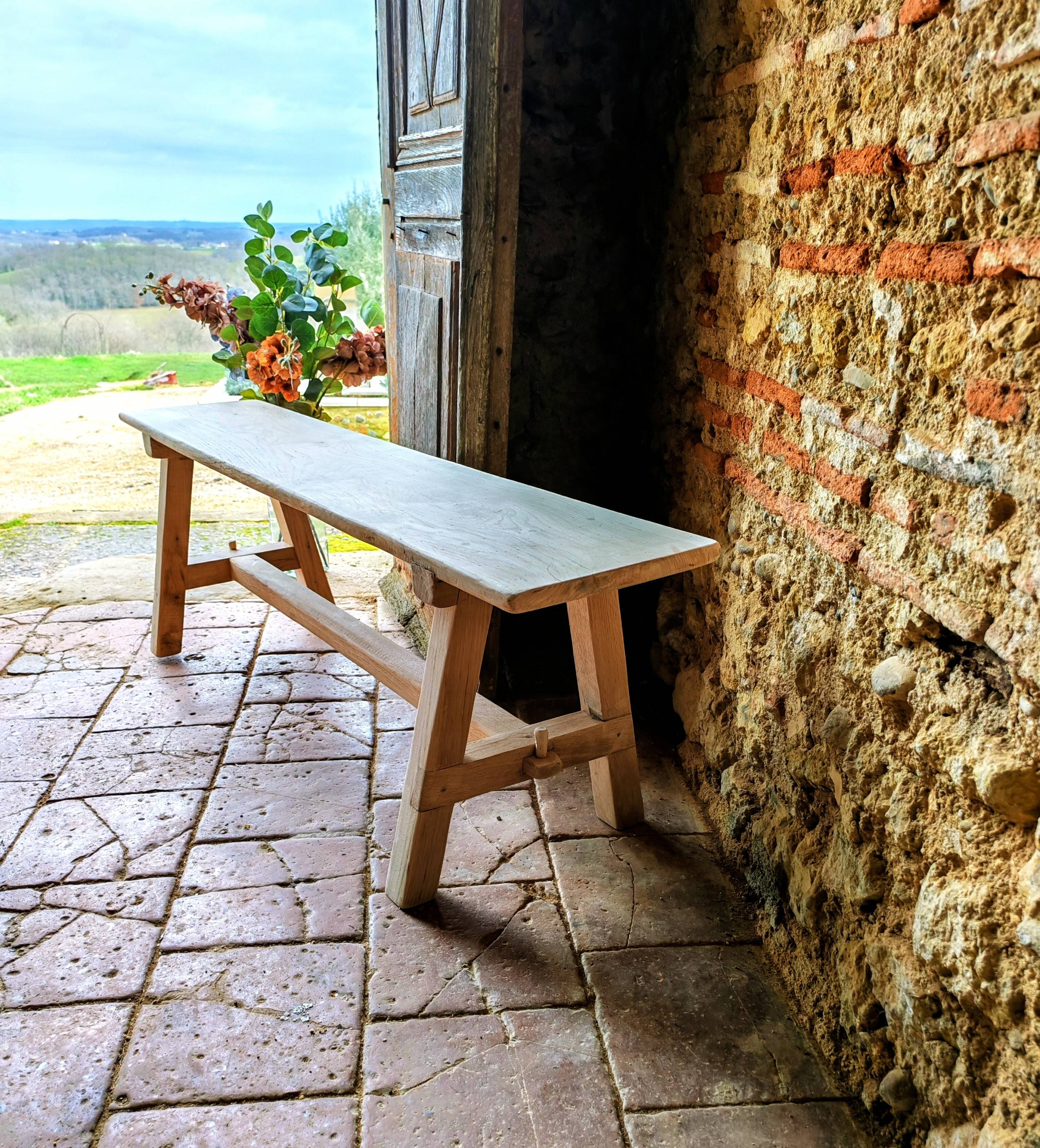 Banc en chêne massif, Rustique,Brut.