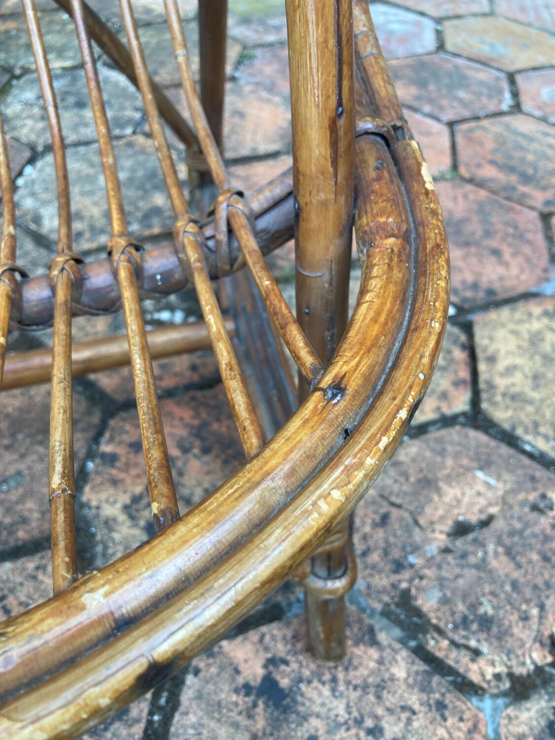 Vintage rattan children's armchair