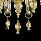 Contemporary Venetian Gold Murano Style Glass Chandelier With Leaves