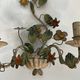 Pair of Wall Lights with Floral Basket in Painted Sheet Metal. Italian Work. Circa 19.