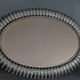 Vintage oval sun mirror 50s, silver metal 76x55 cm SB