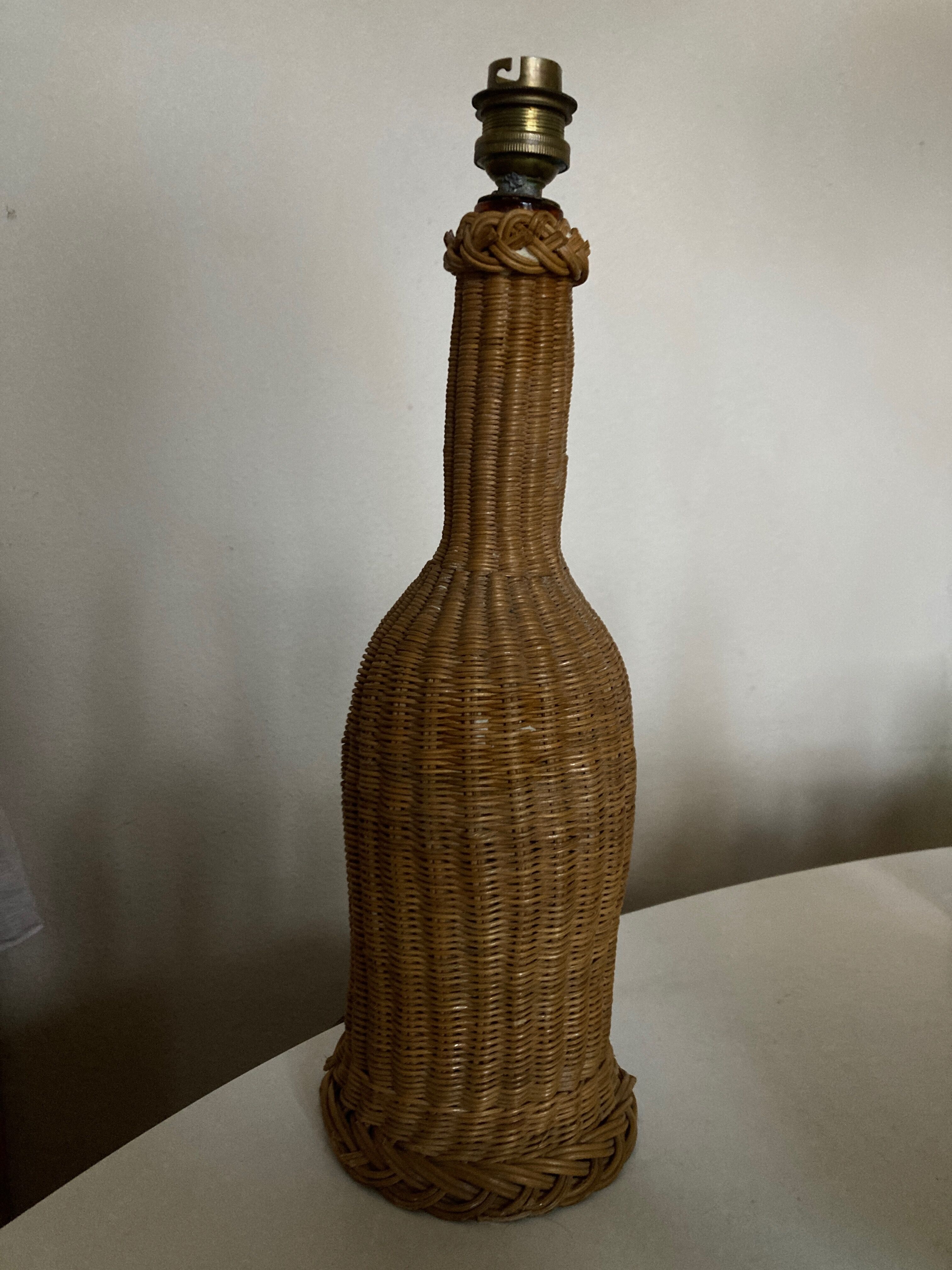 Product Popup Noel 22 Lamp foot bottle and wicker braided 1950 Marseille