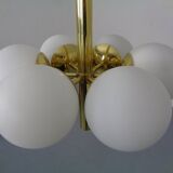 Sputnik brass and glass ceiling chandelier from Kaiser Idell / Kaiser Leuchten, Germany, 1960s