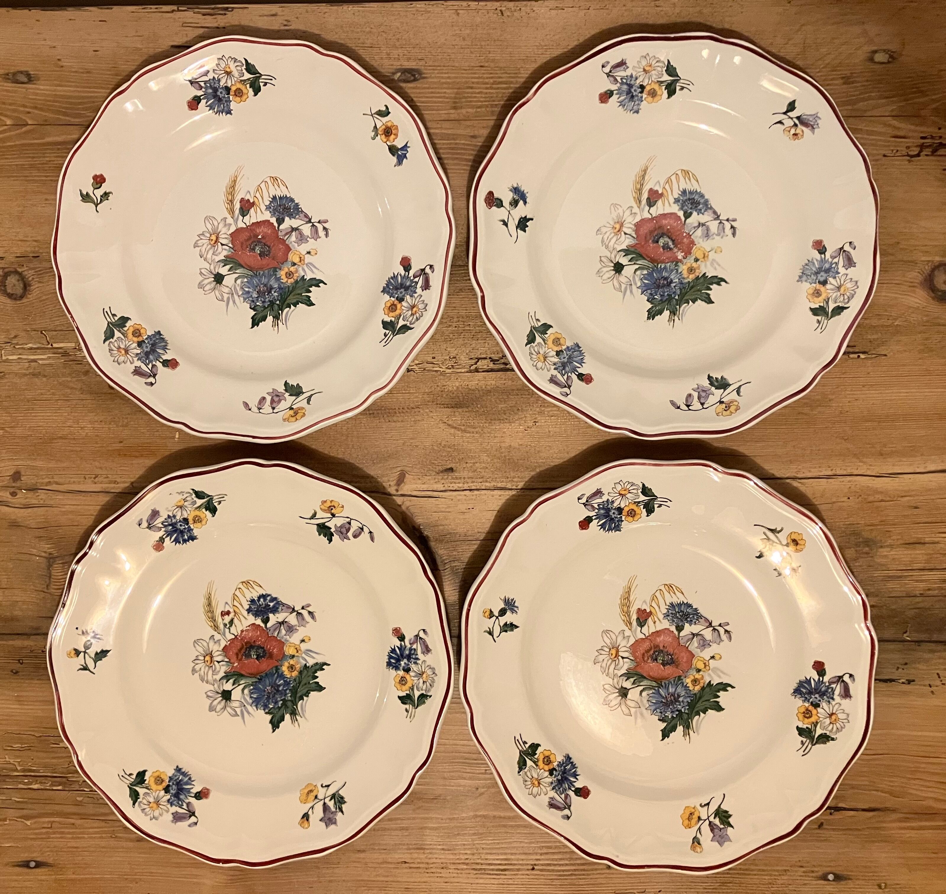 Set of 4 flat plates Sarreguemines service Agreste