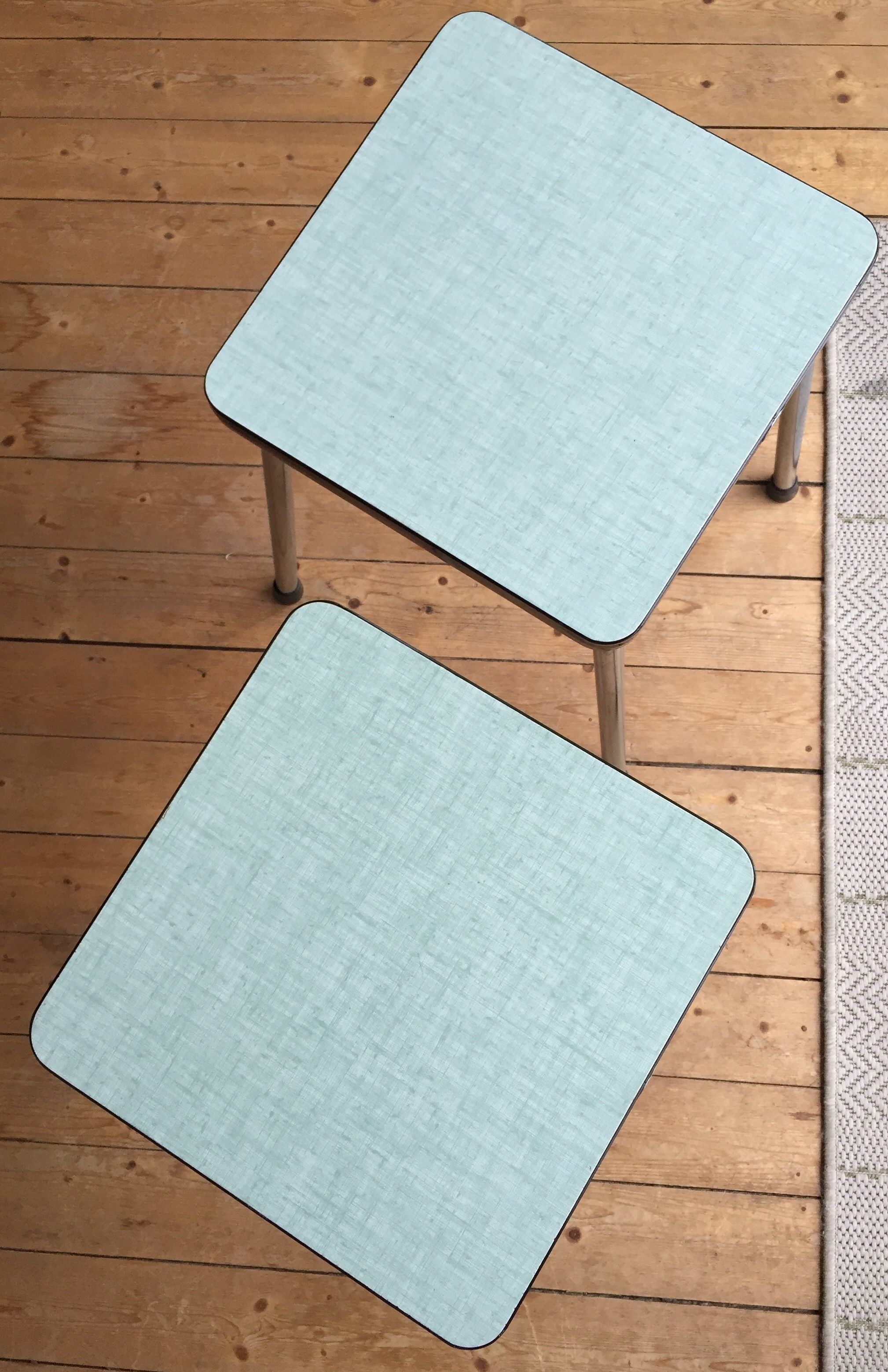 Duo of vintage matching stools in 60s formica brand Elem