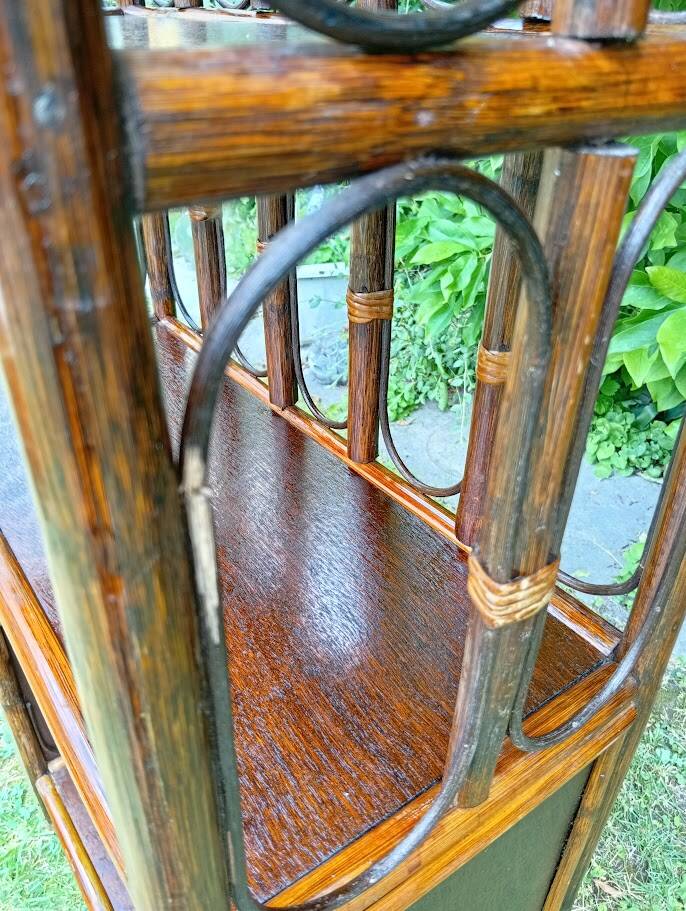 Bamboo wicker bookshelf