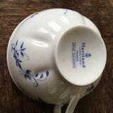 Cup and saucer Haviland Limoges blue and white porcelain