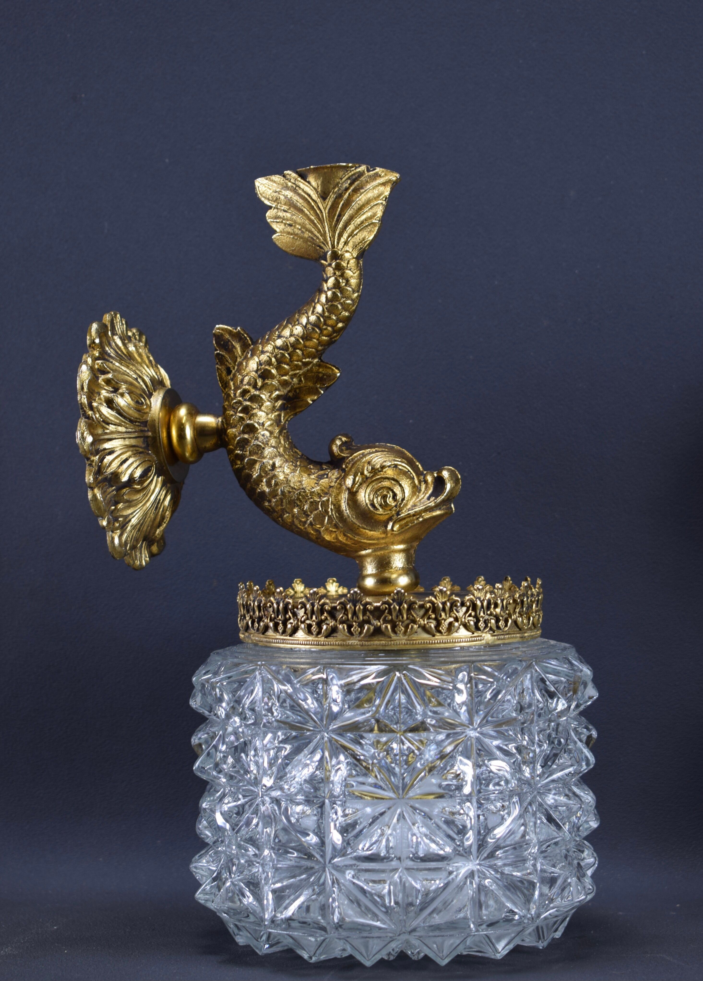 Pair of wall lamps Vintage Dauphin Brass Bathroom