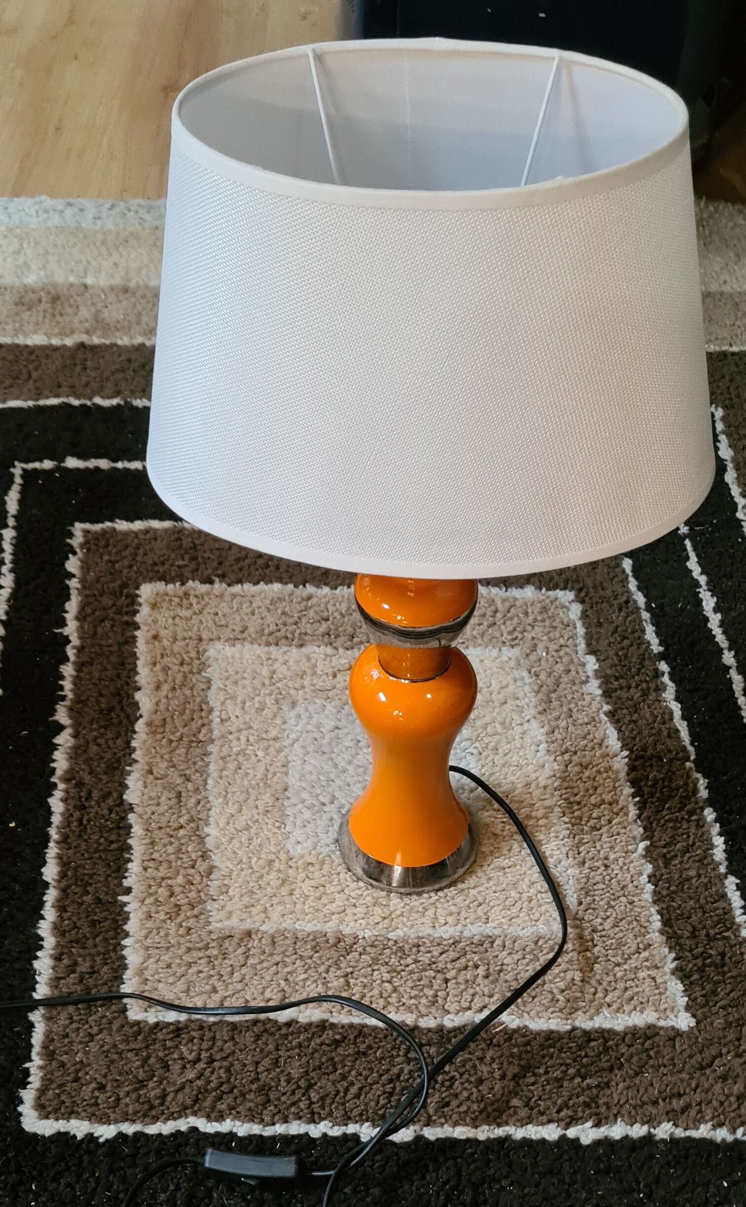 large lamp in ceramic silver and orange varnished