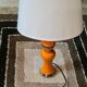 Lampe  en ceramique argent et orange vernisé