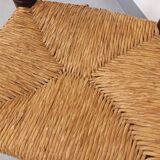 Vintage Charles Dudouyt Brutalist Low Chair in Wood and Straw, 1940s