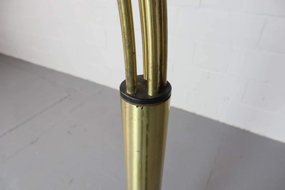 Italian regency brass arc floor lamp with five arms and marble base, 1970's