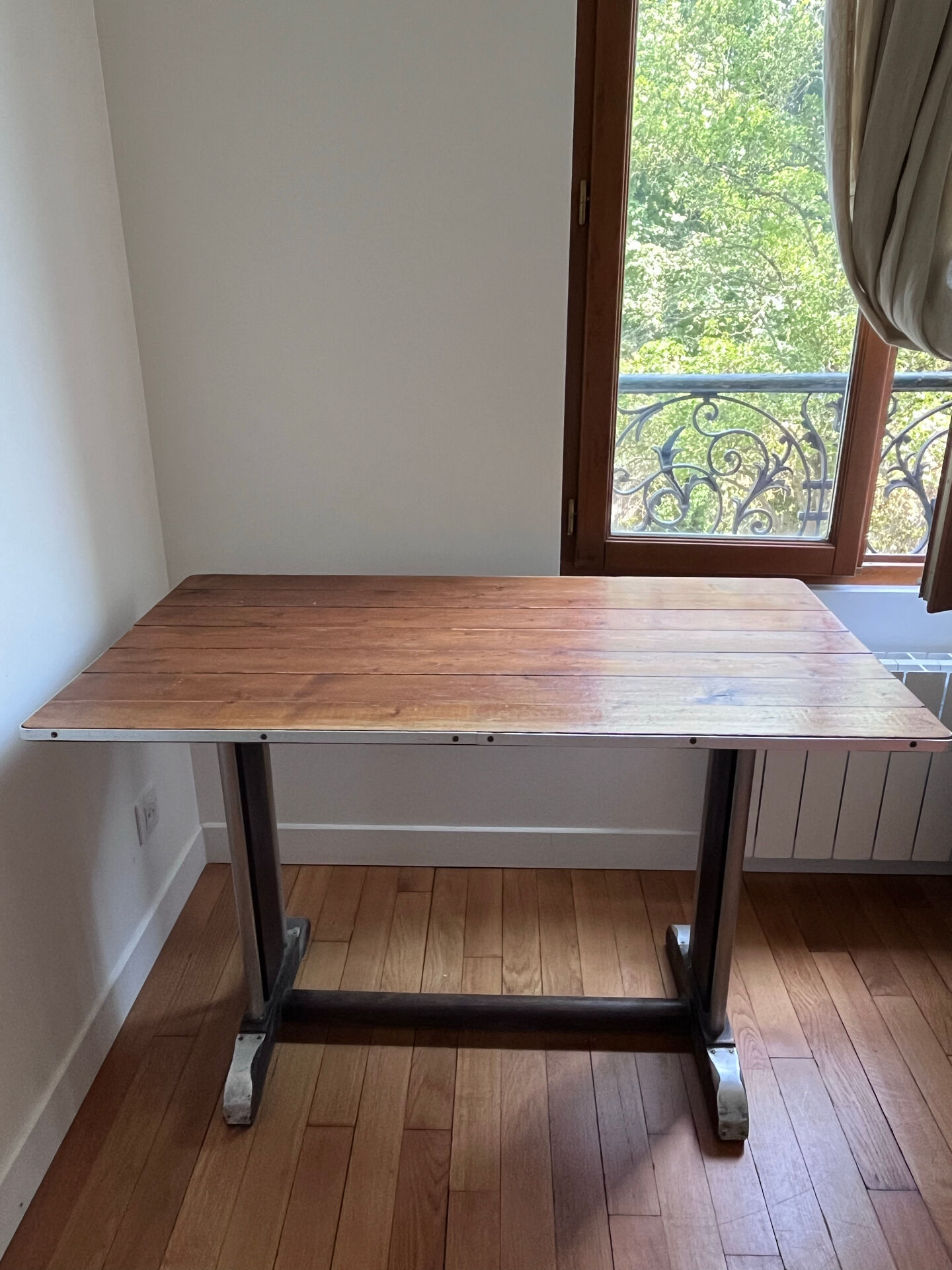 Vintage wooden and metal table – bistro/workshop style
