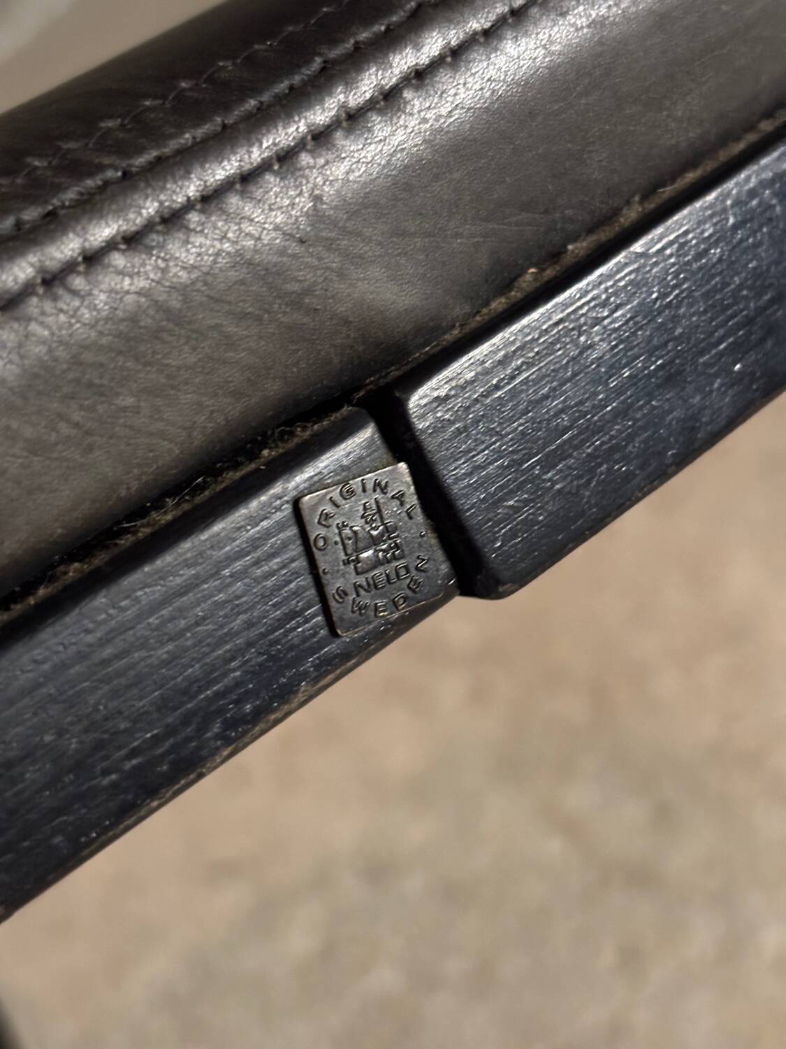 Mid-century armchair in black leather Nelo Sweden