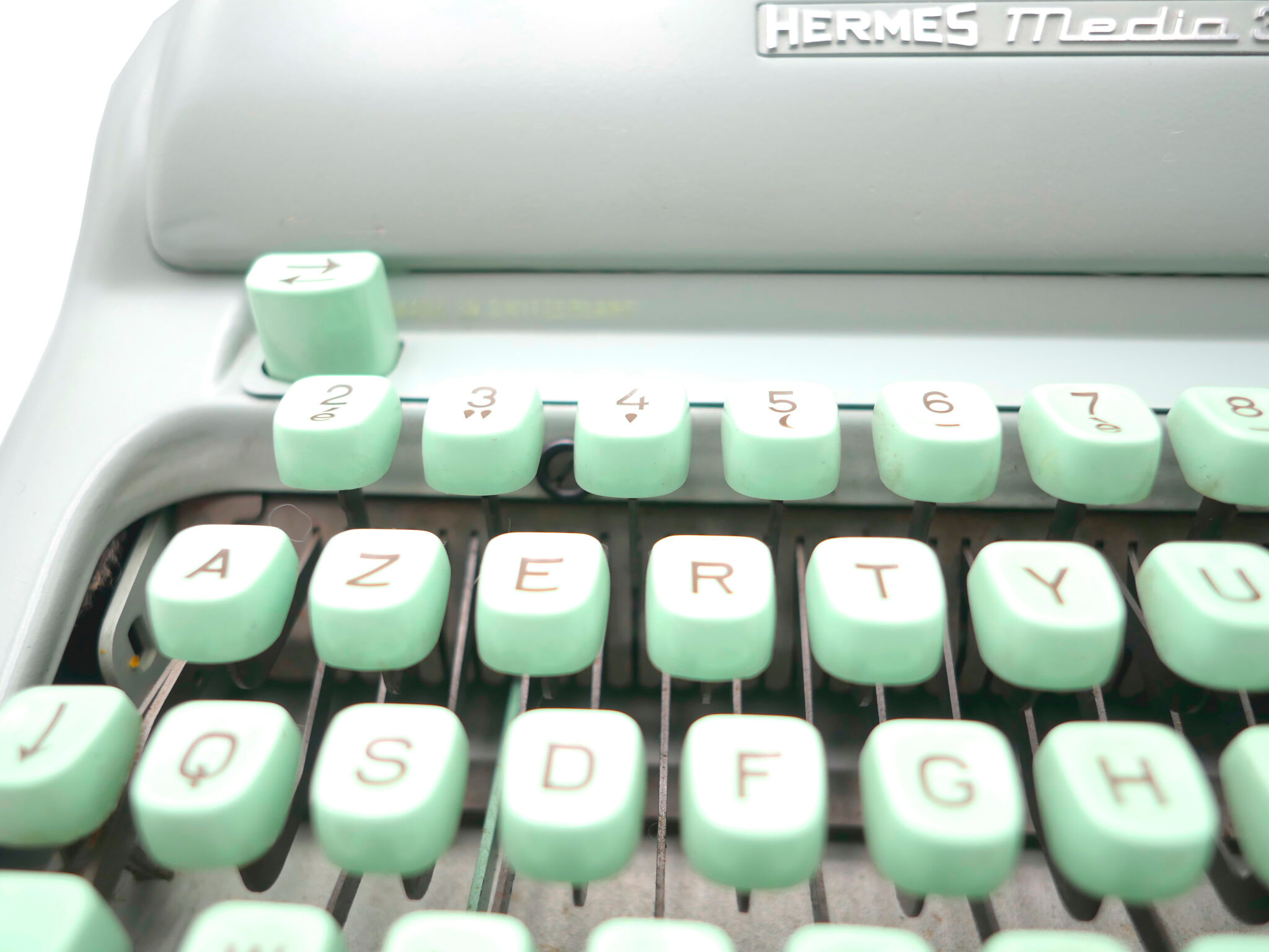 Hermes 3000 Green Typewriter Revised with New Ribbon