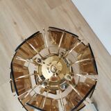 Lampe de bureau vintage en verre fumé : EGLO Leuchten, table dorée autrichienne des années 1980