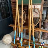 Old wooden croquet game