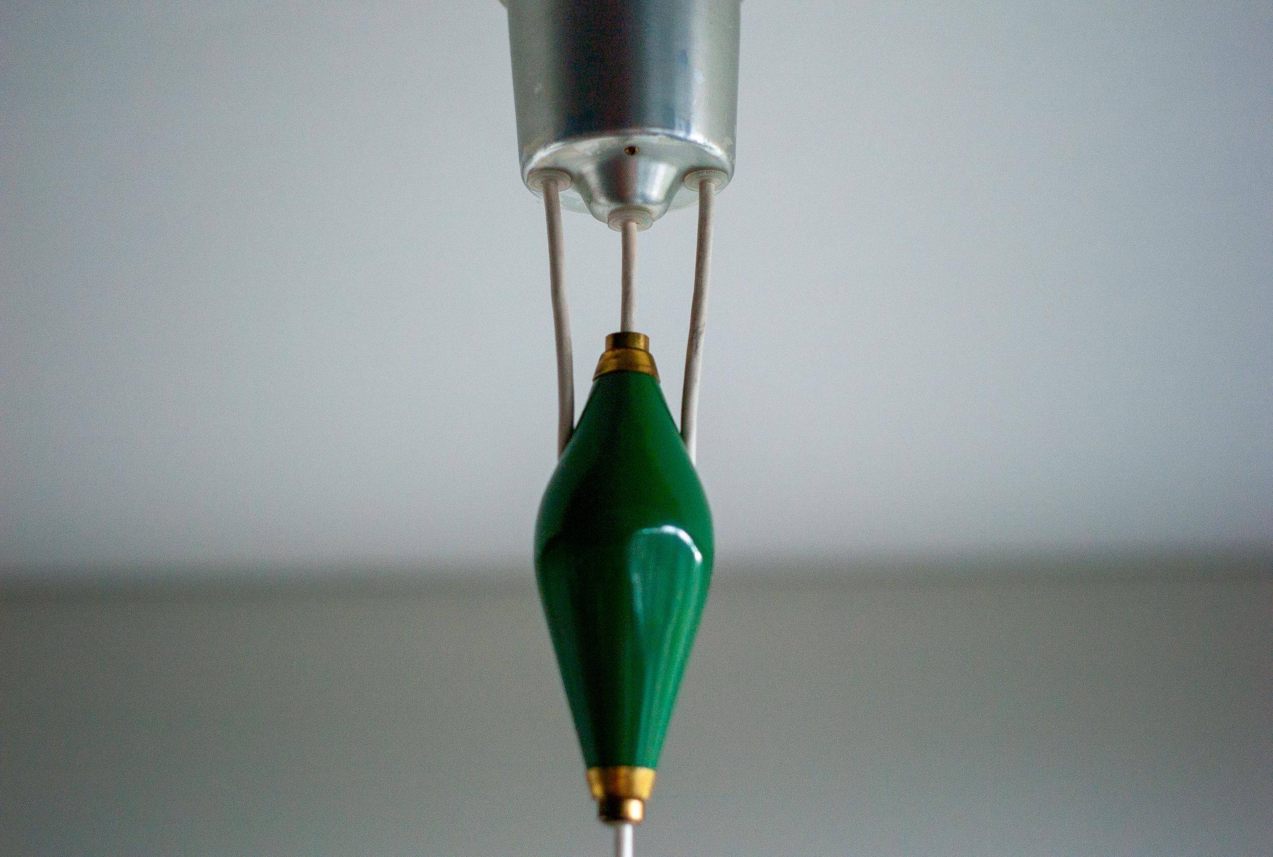 Nordiska Kompaniet adjustable pendant lamp, aluminium and porcelain, 1950