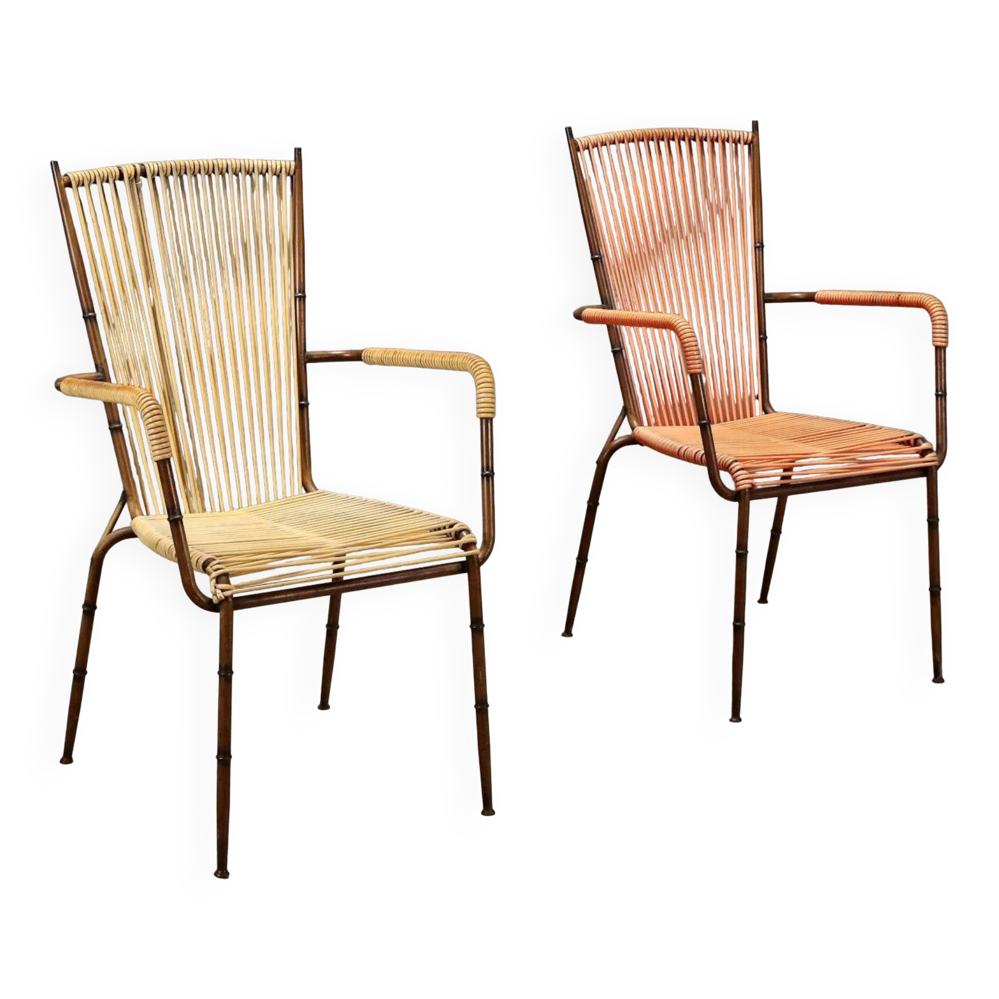Metal and synthetic rope chairs