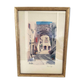 Tableau, estampe, lithographie aquarelle encadré Mario Crippa, Italie 1970