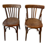 Paire de chaises bistrot bois brut