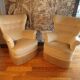 Pair of velvet toad armchairs