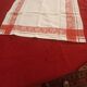 2 old red and white damask napkins