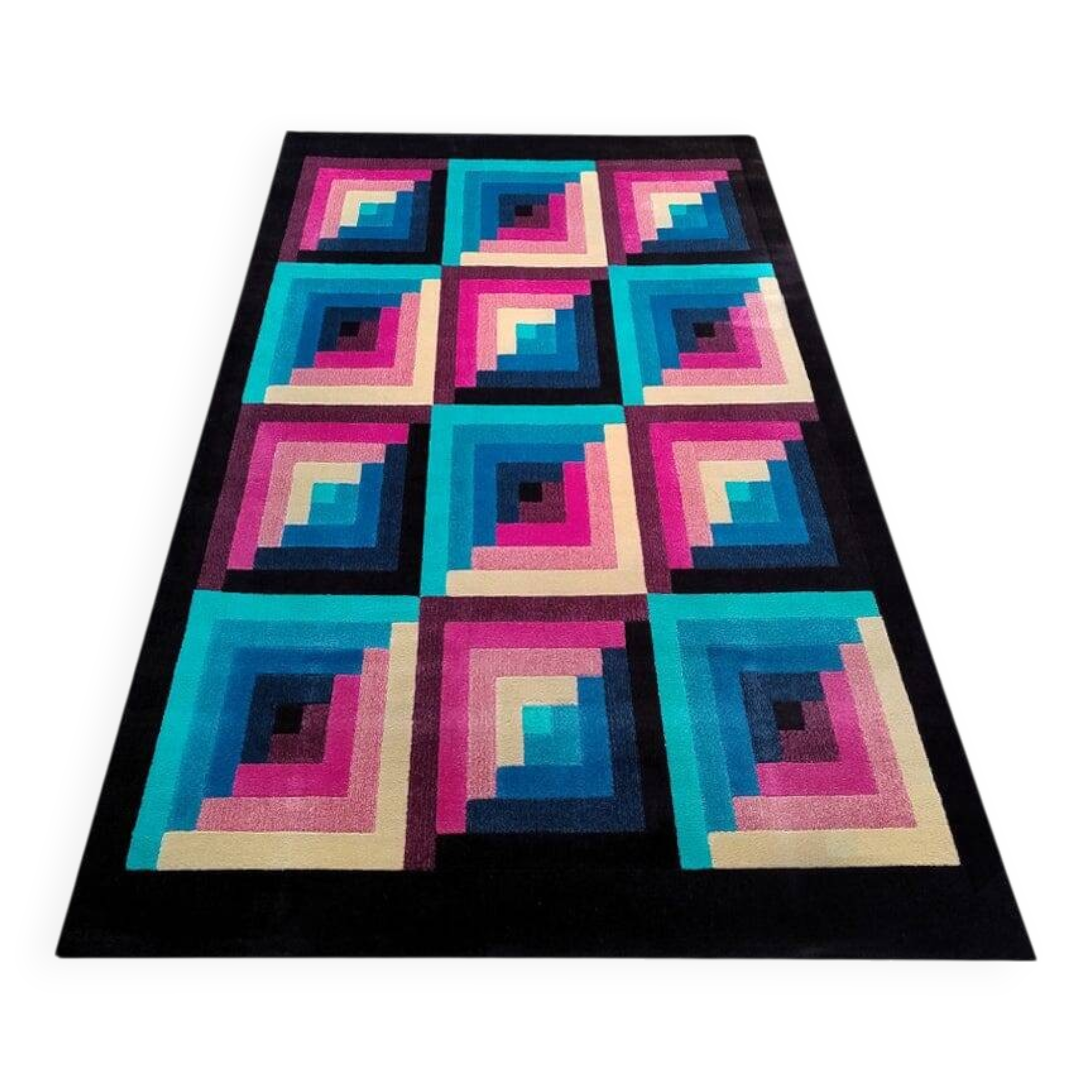 1980s Gorgeous Geometric Italian Woolen Rug by Missoni for T&J Vestor