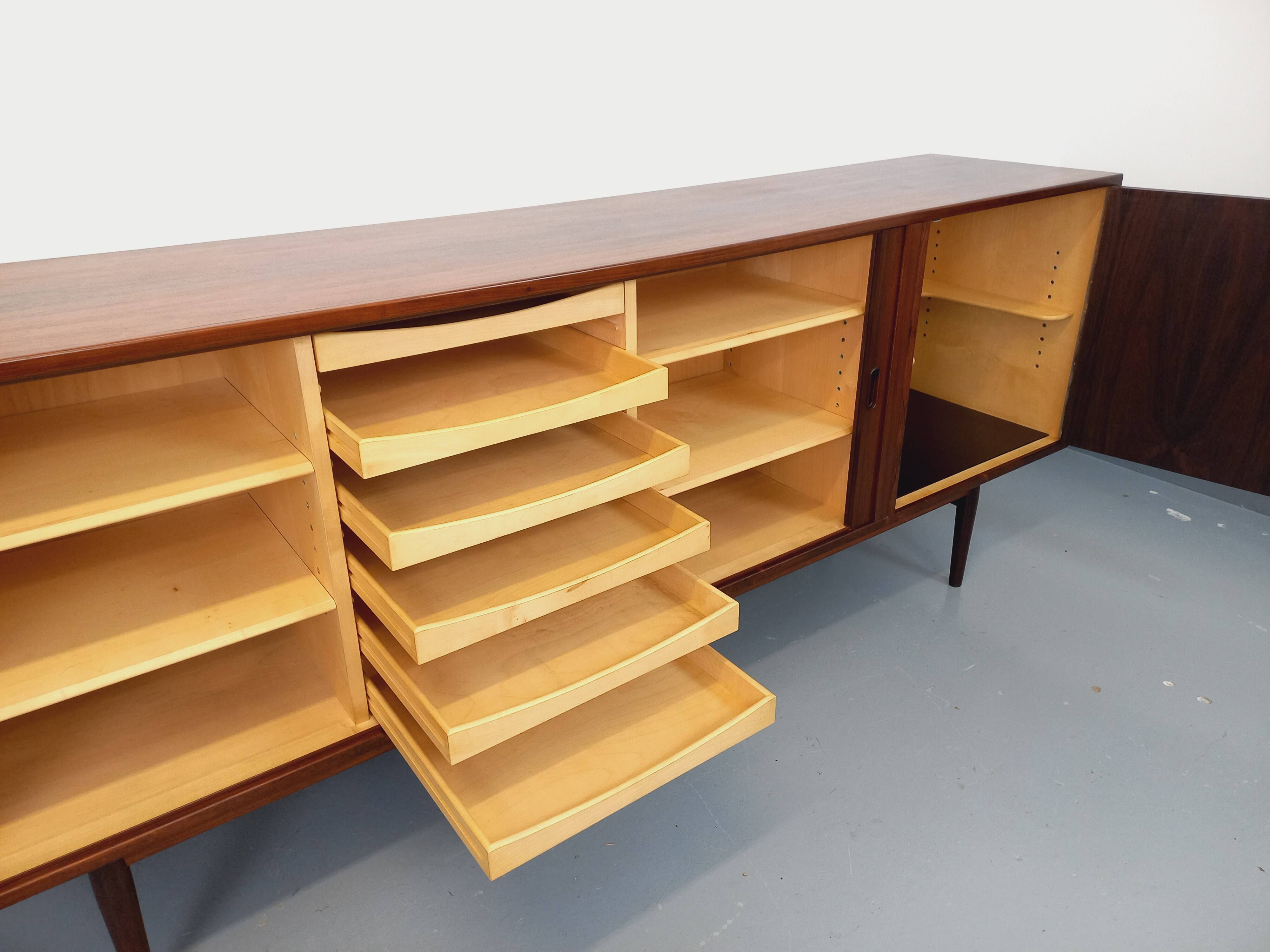 Vintage Scandinavian enfilade by Danish designer Arne Vodder in rosewood.