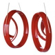 Pair of vintage round red plastic mirrors