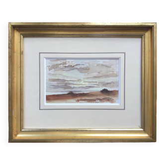 Seaside (Belle-Île). Watercolour by André VERGEAUX (1902-1977)