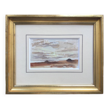 Seaside (Belle-Île). Watercolour by André VERGEAUX (1902-1977)