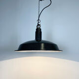 Vintage industrial dark grey enamel hanging light, 1950s