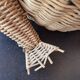 Large vintage 1970s frog magazine rack in rattan — Original fabric