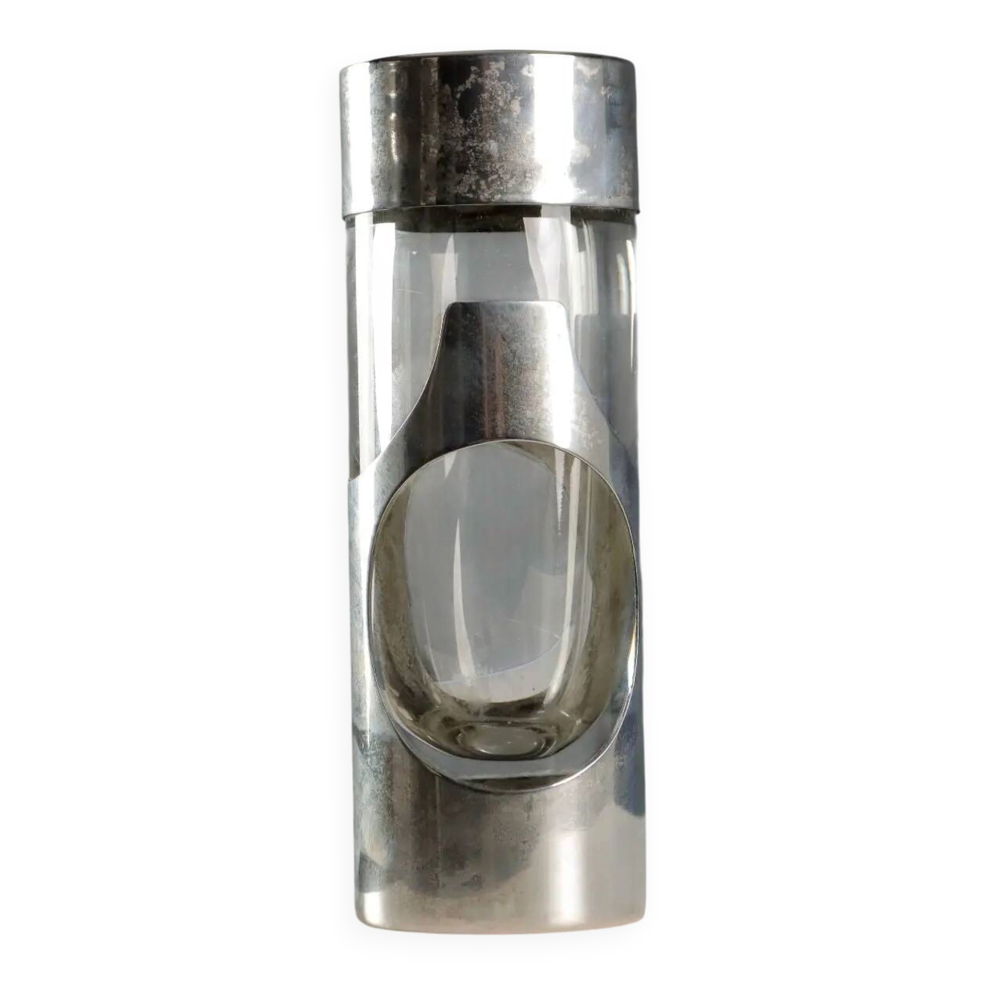 Vase vintage en verre argenté James Rivière, Italie, années 1970