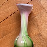 Opaline vase green white red anthurium