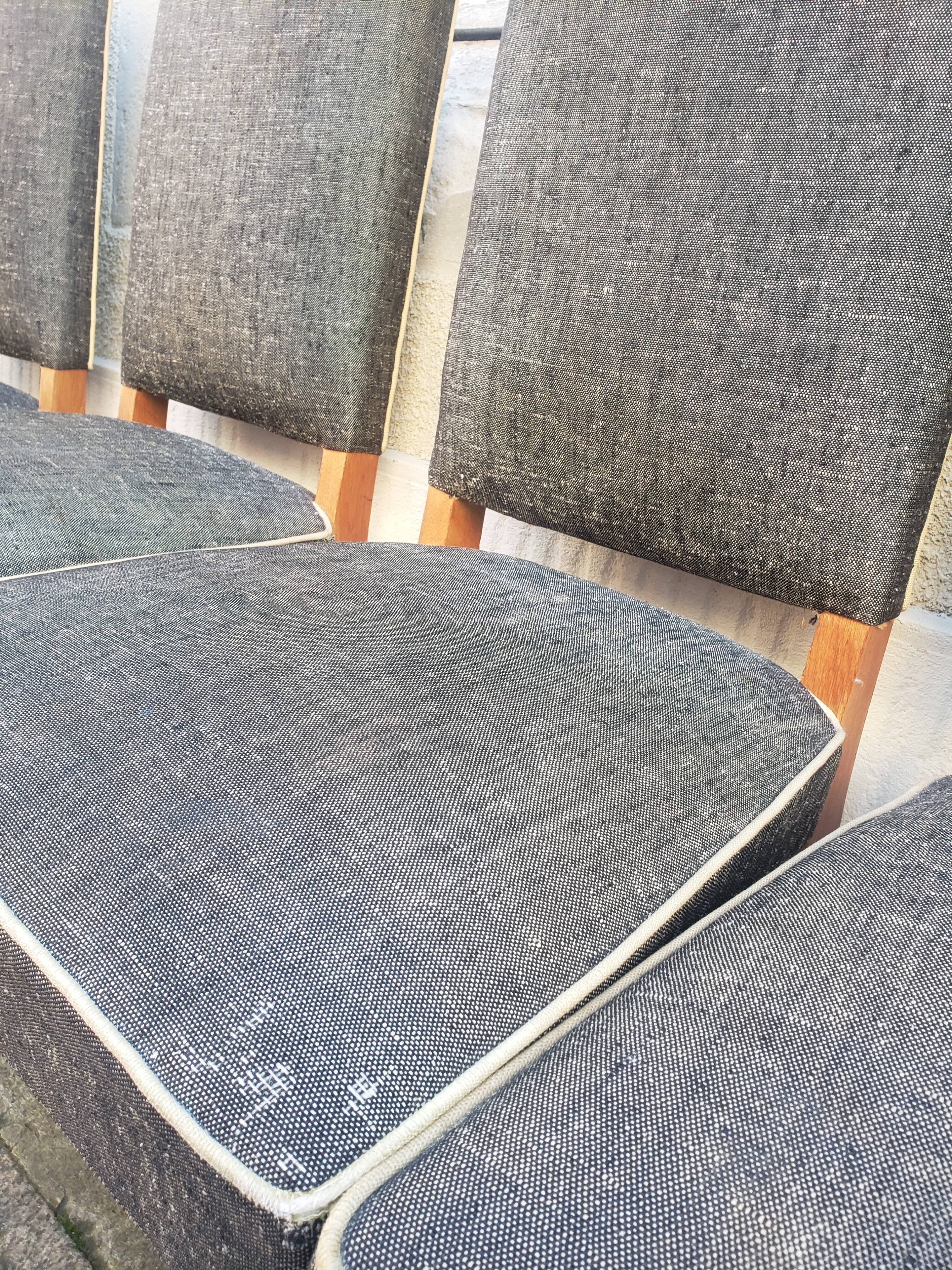 8 vintage chairs lined grey black