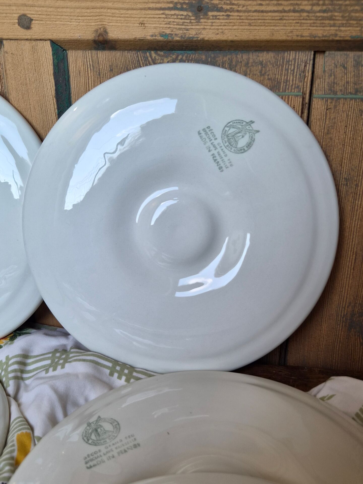 Lot de 6 Assiettes à Huîtres Vintage Orchies Moulin des Loups – Vert A