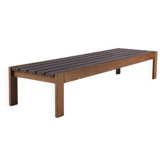 1960s Wengé wooden slat bench from the Netherlands