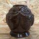 Old art deco vintage brown enameled cast iron plant pot