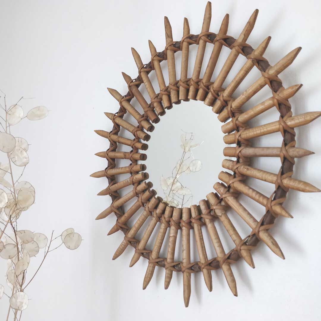 44cm rattan sun mirror