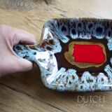 Vintage Ceramic Trinket Dish, Studio Pottery Vallauris Style, Red Grey Blue
