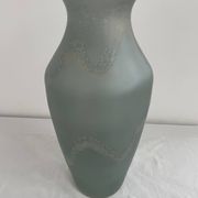 Large glass vase, Trait d'Union, gray-green tones, sandblasted vase decoration, elegant and chic